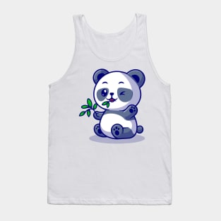 Cute Panda Eat Bamboo Leaf Cartoon Tank Top